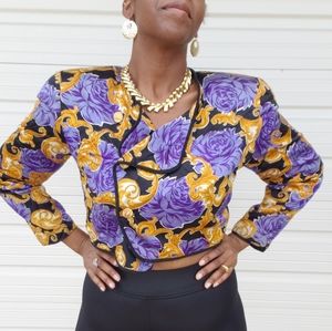 Vintage Silk Crop Top Jacket  Size 16